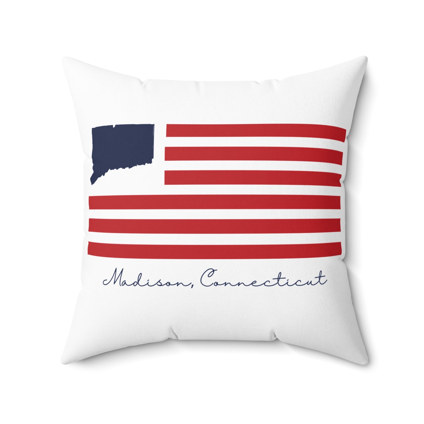 Madison Connecticut Flag Spun Polyester Square Pillow