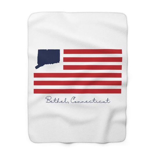 Bethel Connecticut Flag Sherpa Fleece Blanket