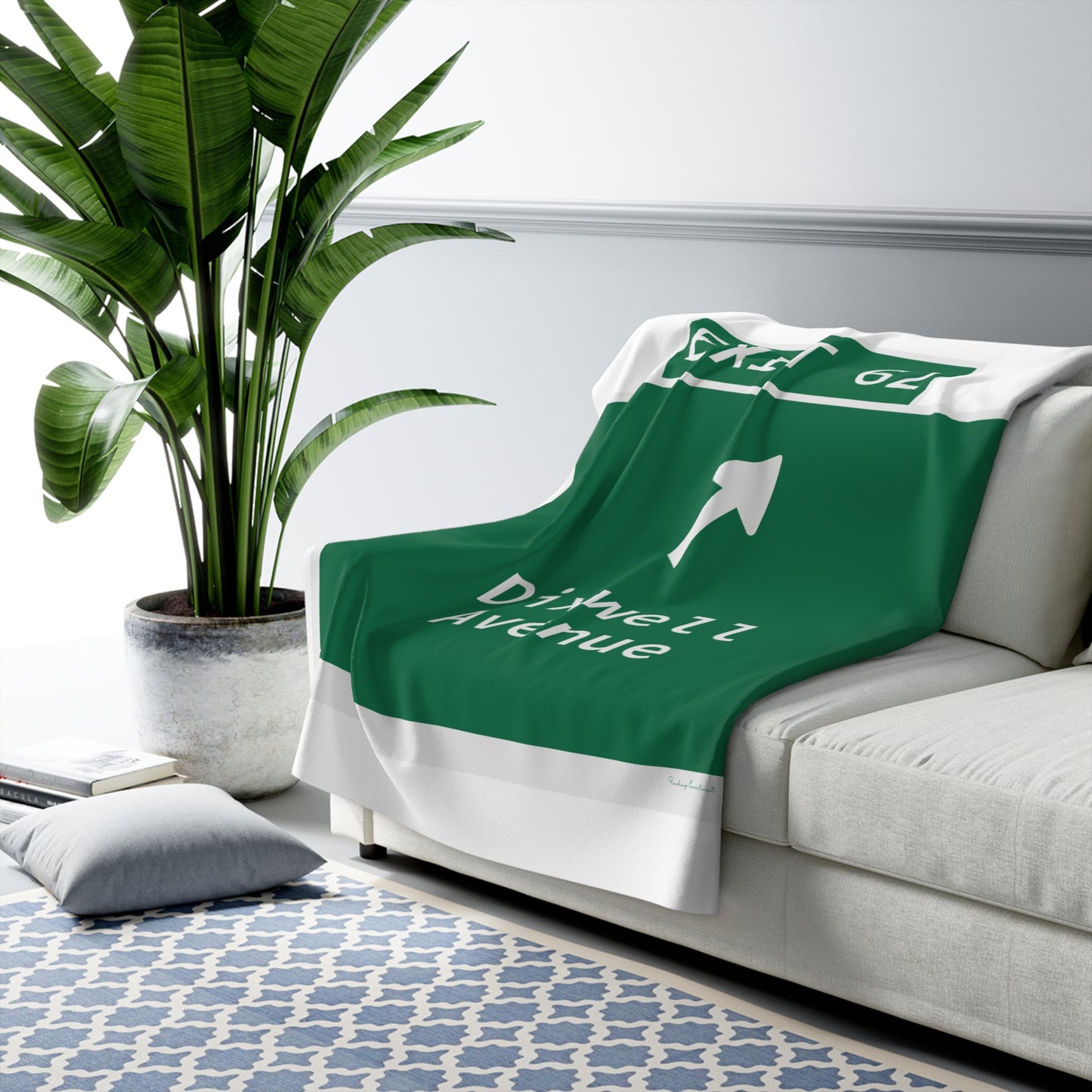 Vintage WCP Exit 62 Sign Sherpa Fleece Blanket