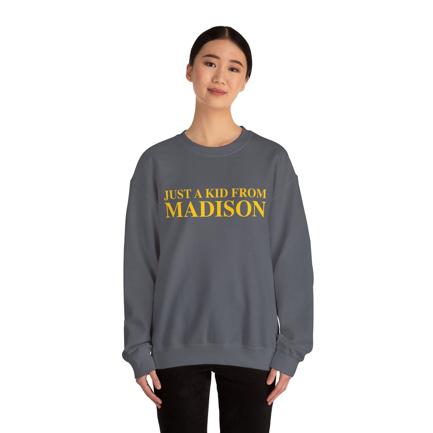 Just a kid from Madison Unisex Heavy Blend™ Crewneck Sweatshirt