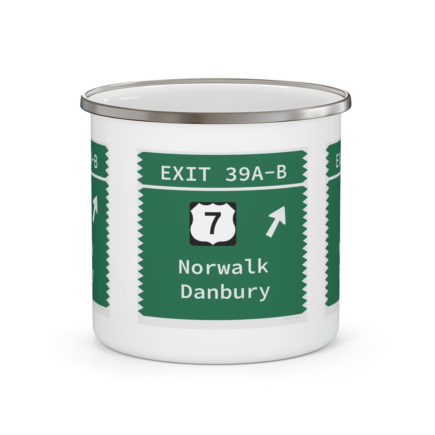 Vintage Merritt Parkway Exit 39 A-B Sign Enamel Camping Mug