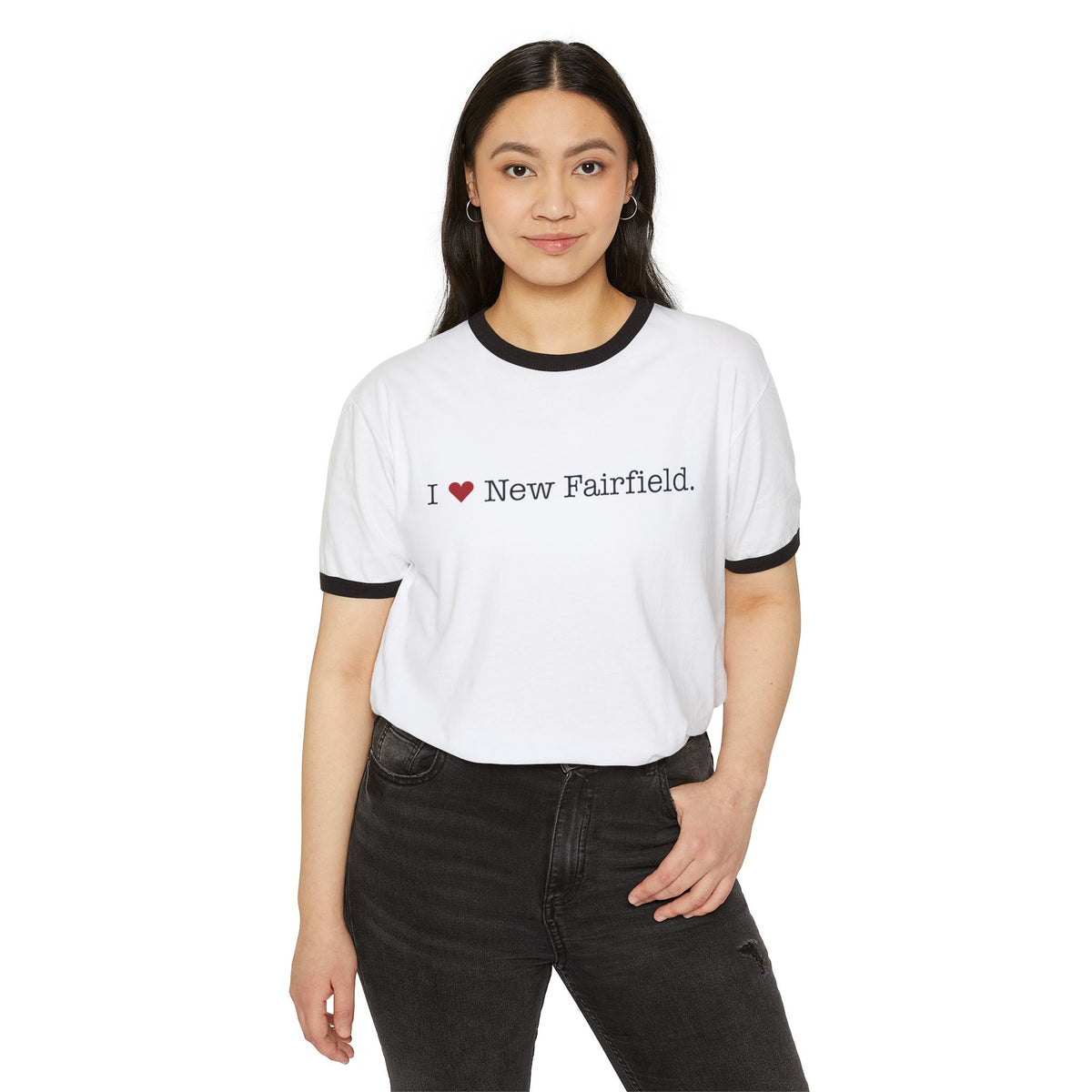 I Heart New Fairfield. Unisex Cotton Ringer T-Shirt