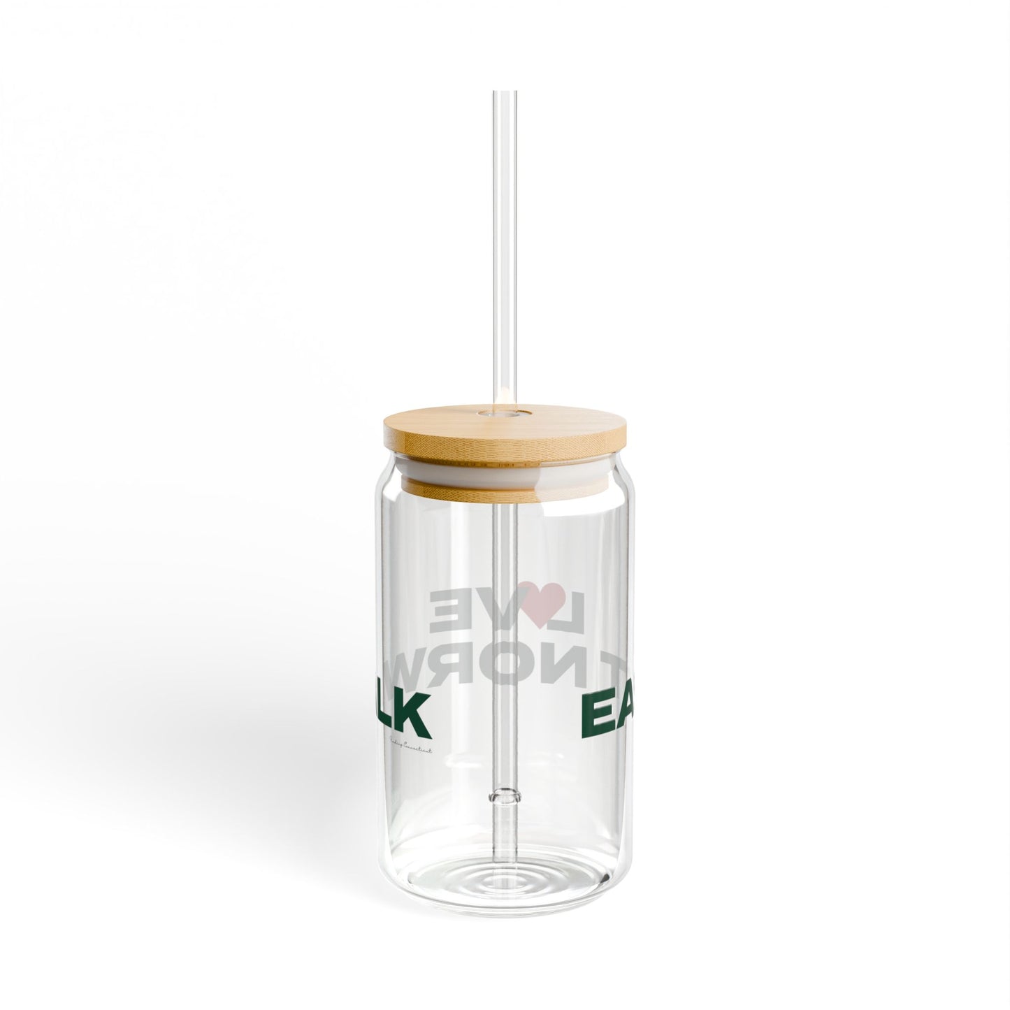 Love East Norwalk Glass Can with Straw and Lid, 16oz