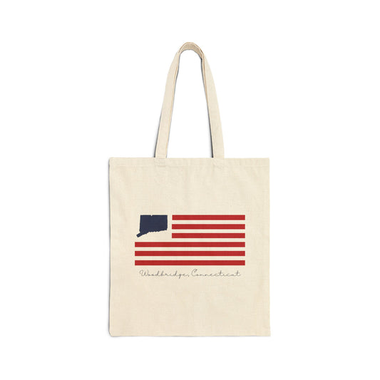 Woodbridge Connecticut Flag Cotton Canvas Tote Bag