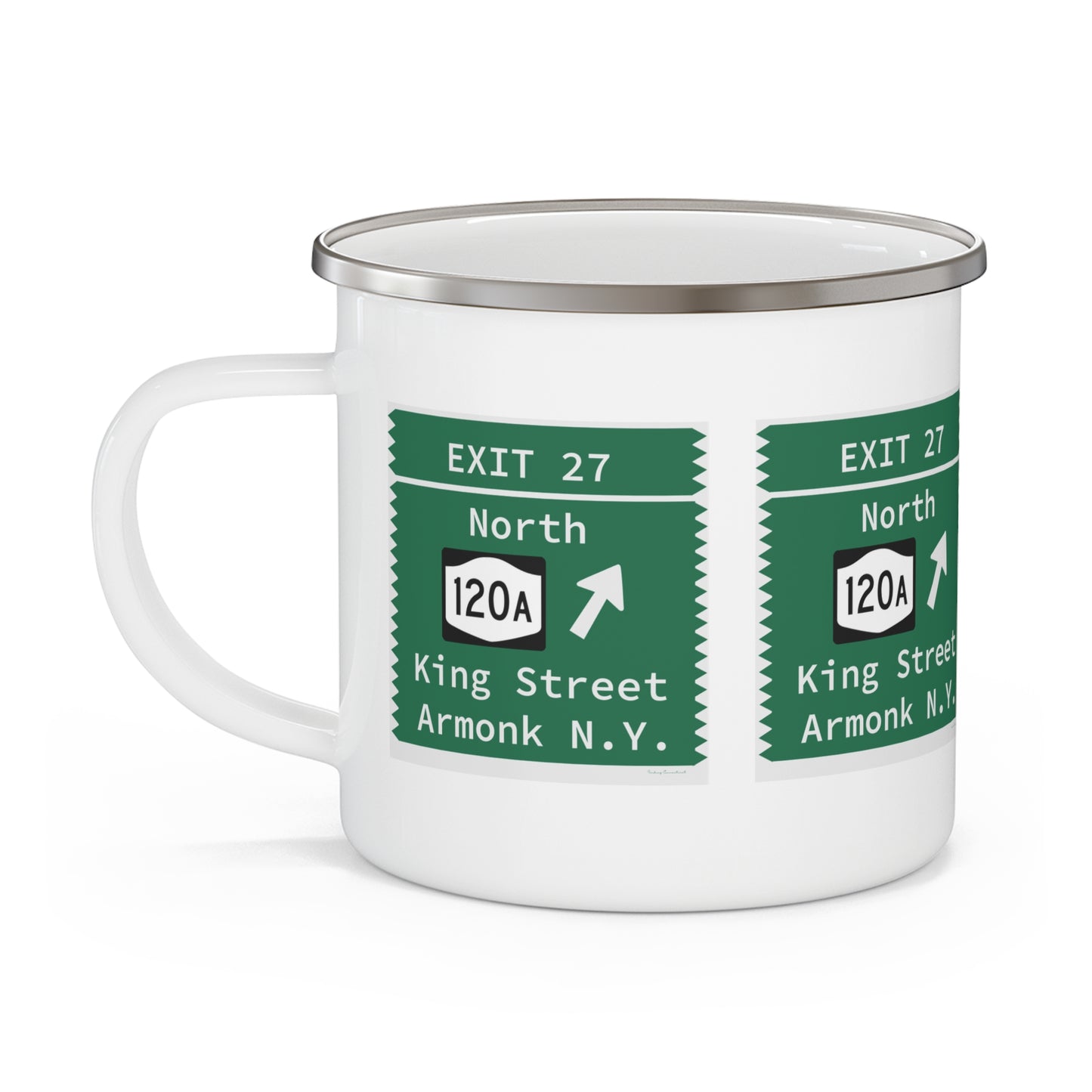 Vintage Merritt Parkway Exit 27 Sign Enamel Camping Mug