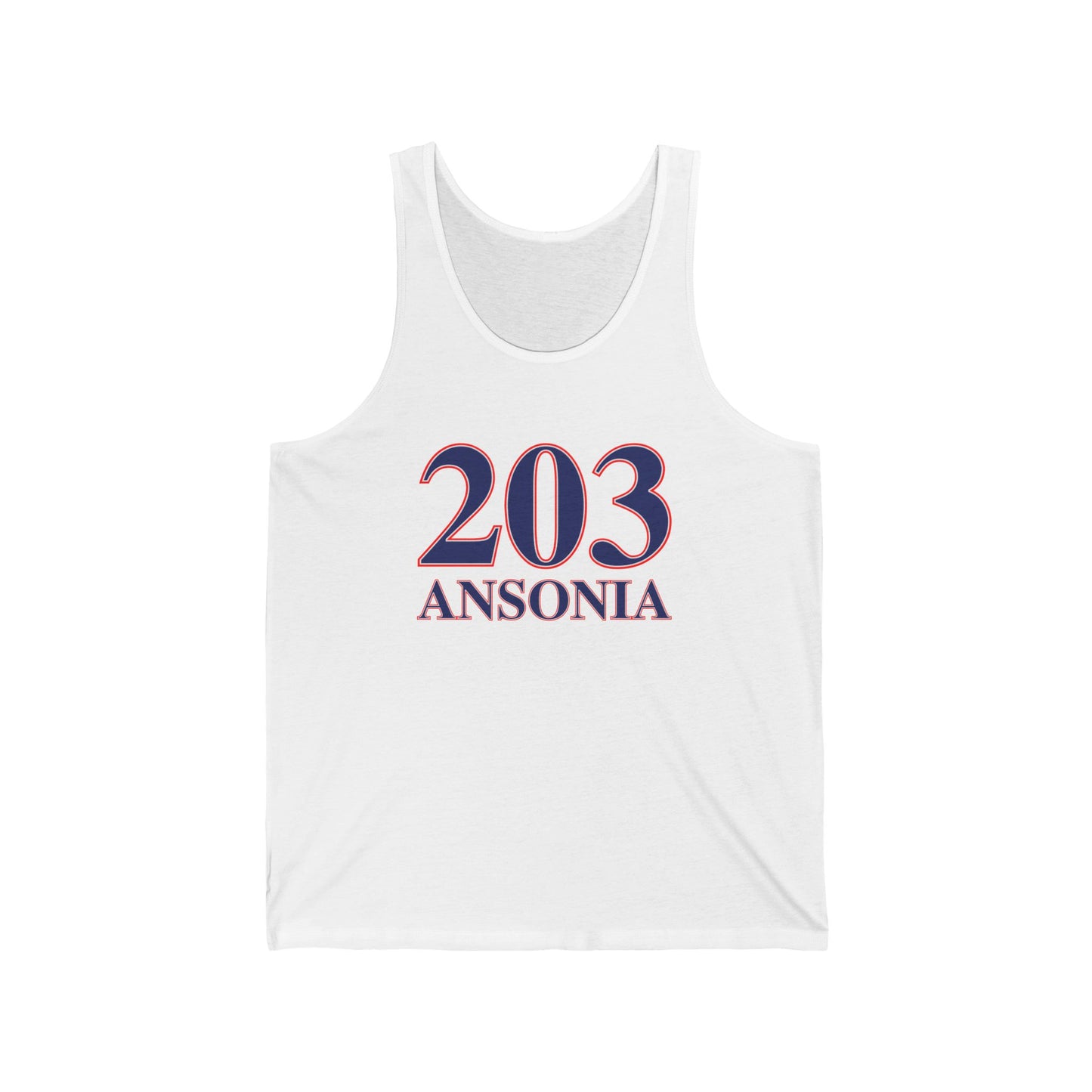 203 Ansonia Red White & Blue Unisex Jersey Tank Top