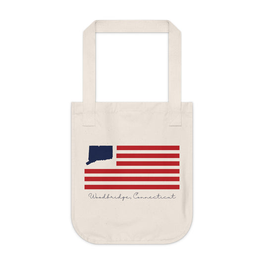Woodbridge Connecticut Flag Organic Canvas Tote Bag