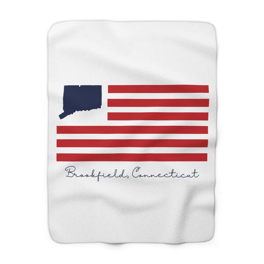 Brookfield Connecticut Flag Sherpa Fleece Blanket