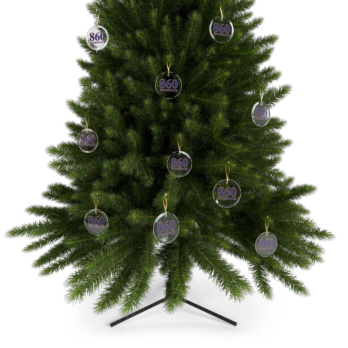 860 Woodstock Red, White & Blue Glass Ornaments