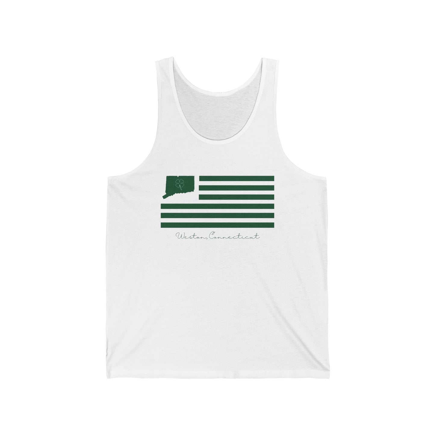 Weston Connecticut St. Patrick’s Day Flag Unisex Jersey Tank Top