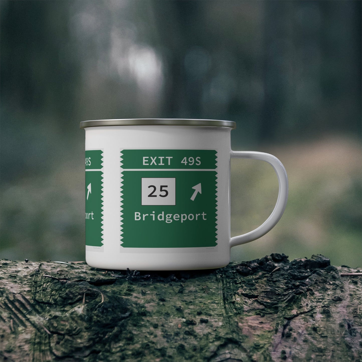 Vintage Merritt Parkway Exit 49S Sign Enamel Camping Mug