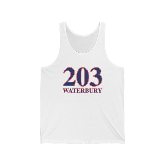 203 Waterbury Red, White & Blue Unisex Jersey Tank Top