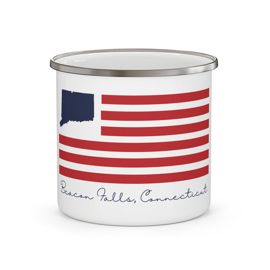 Beacon Falls Connecticut Flag Enamel Camping Mug
