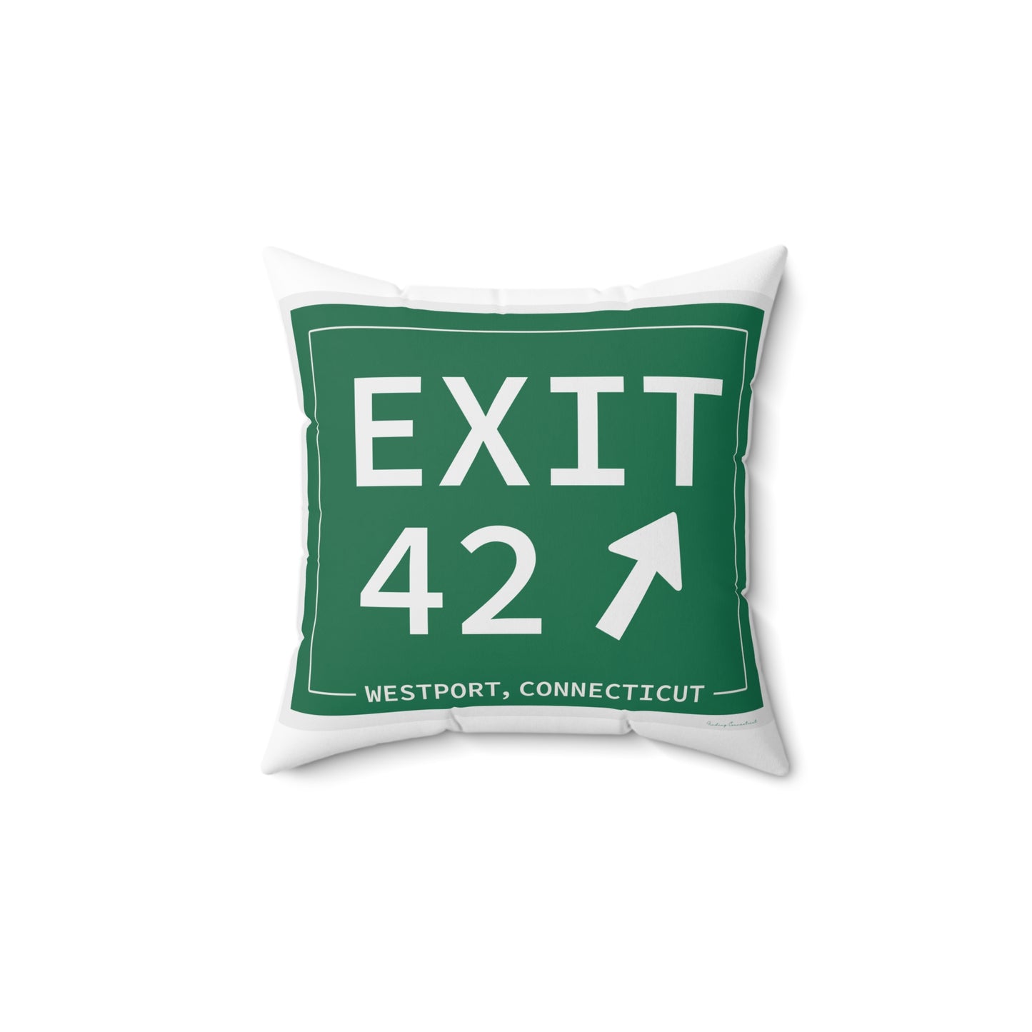 Vintage Exit 42 Merritt Parkway Sign Spun Polyester Square Pillow