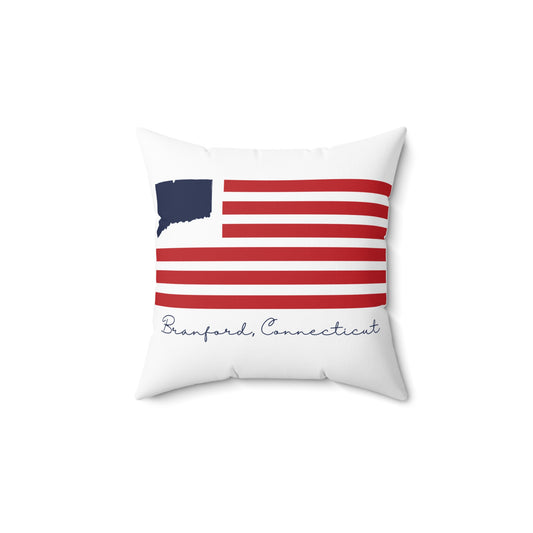 Branford Connecticut Flag Spun Polyester Square Pillow