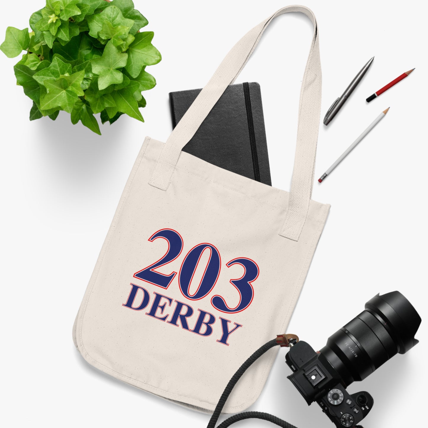 203 Derby Red White & Blue Organic Canvas Tote Bag