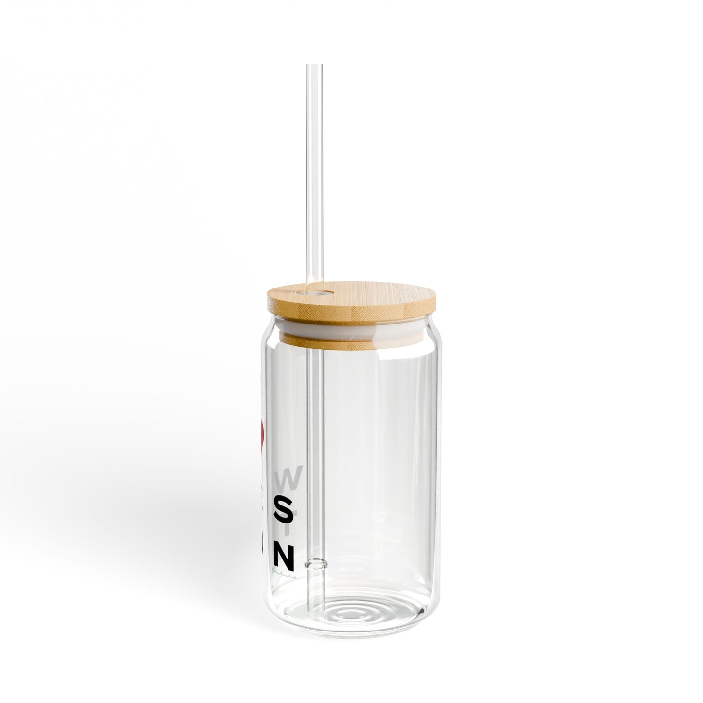 Weston Vision Glass Can with Straw and Lid, 16oz
