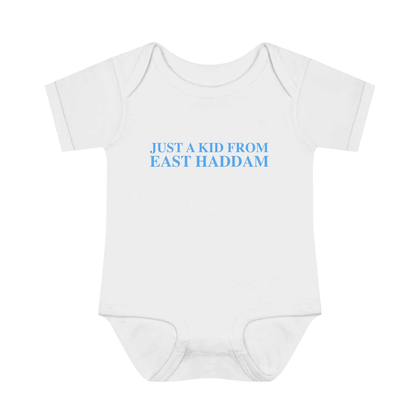Just a kid from East Haddam Infant Baby Rib Bodysuit
