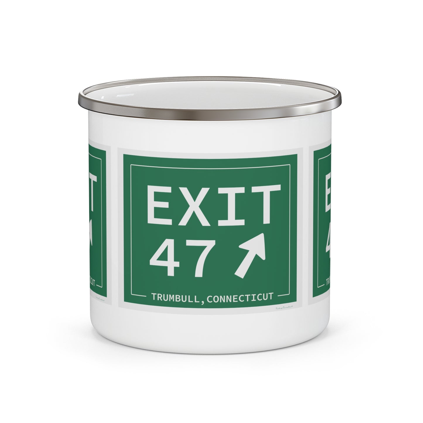 Vintage Exit 47 Merritt Parkway Sign Enamel Camping Mug