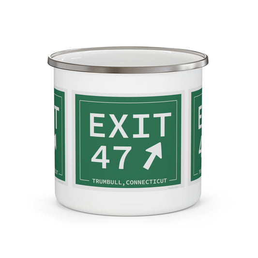 Vintage Exit 47 Merritt Parkway Sign Enamel Camping Mug