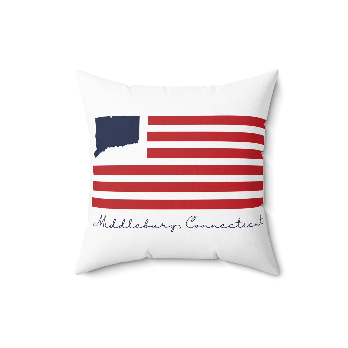Middlebury Connecticut Flag Spun Polyester Square Pillow