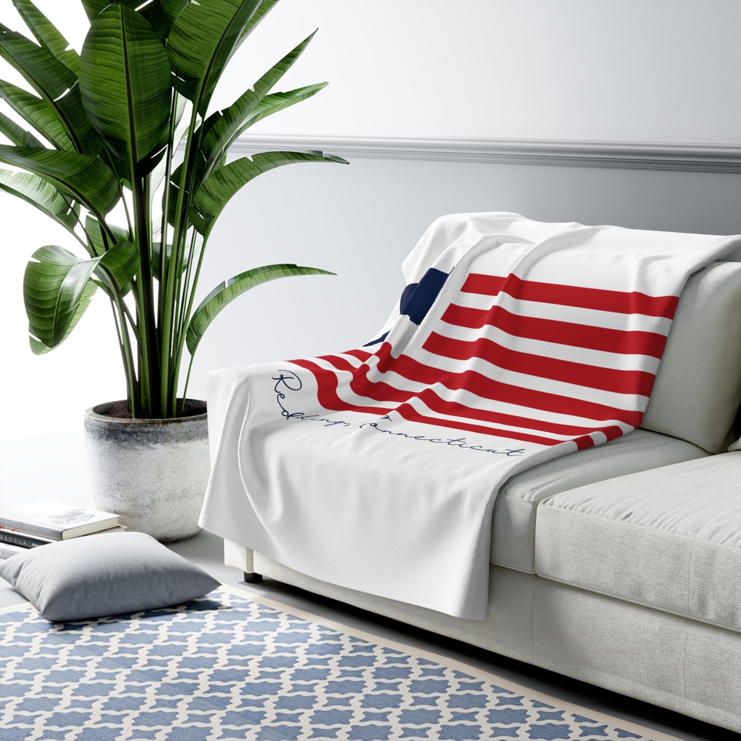 Redding Connecticut Flag Sherpa Fleece Blanket