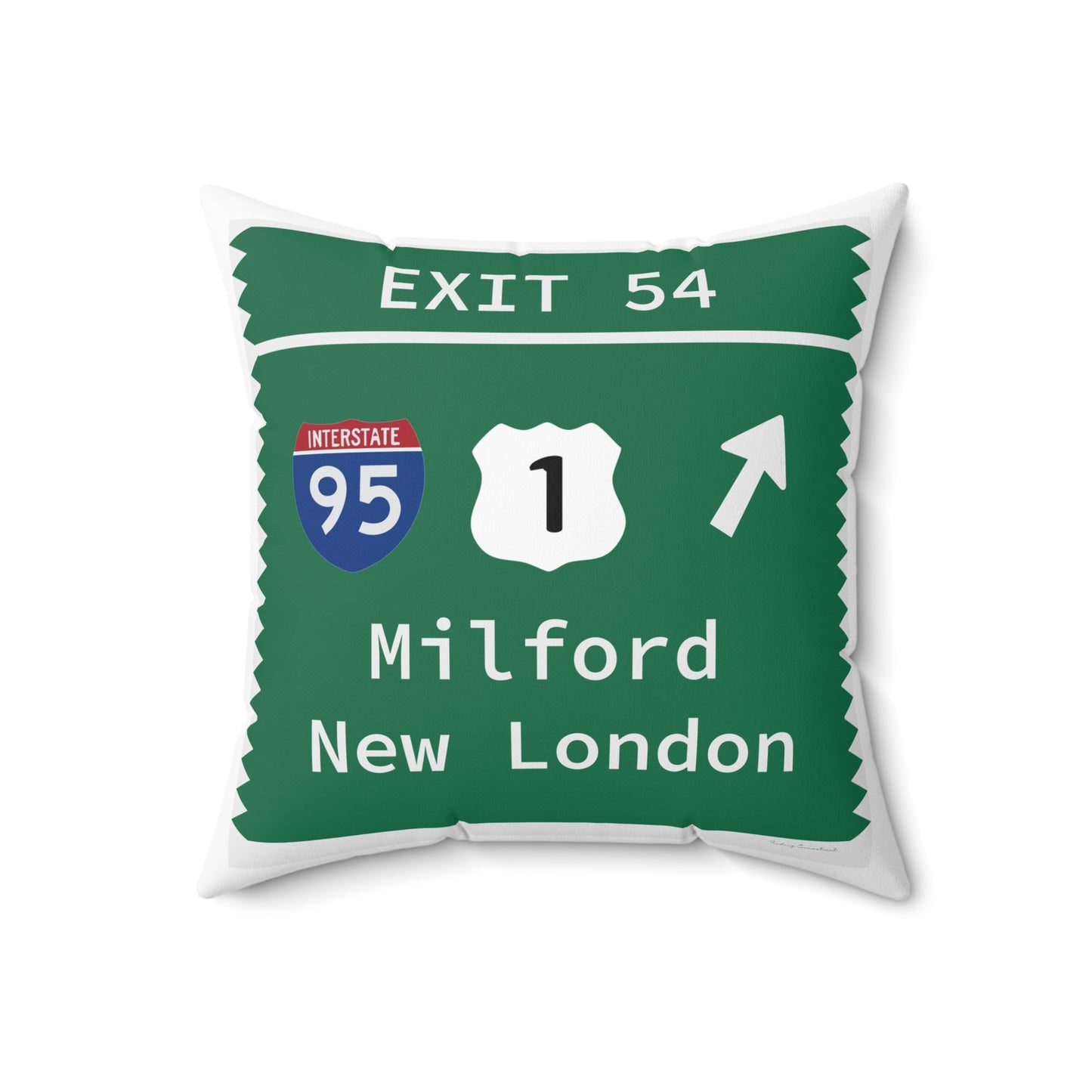Vintage Merritt Parkway Exit 54 Sign Spun Polyester Square Pillow