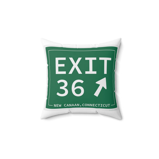Vintage Exit 36 Merritt Parkway Sign Spun Polyester Square Pillow