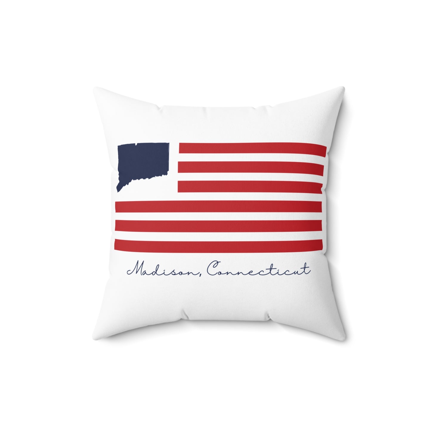 Madison Connecticut Flag Spun Polyester Square Pillow