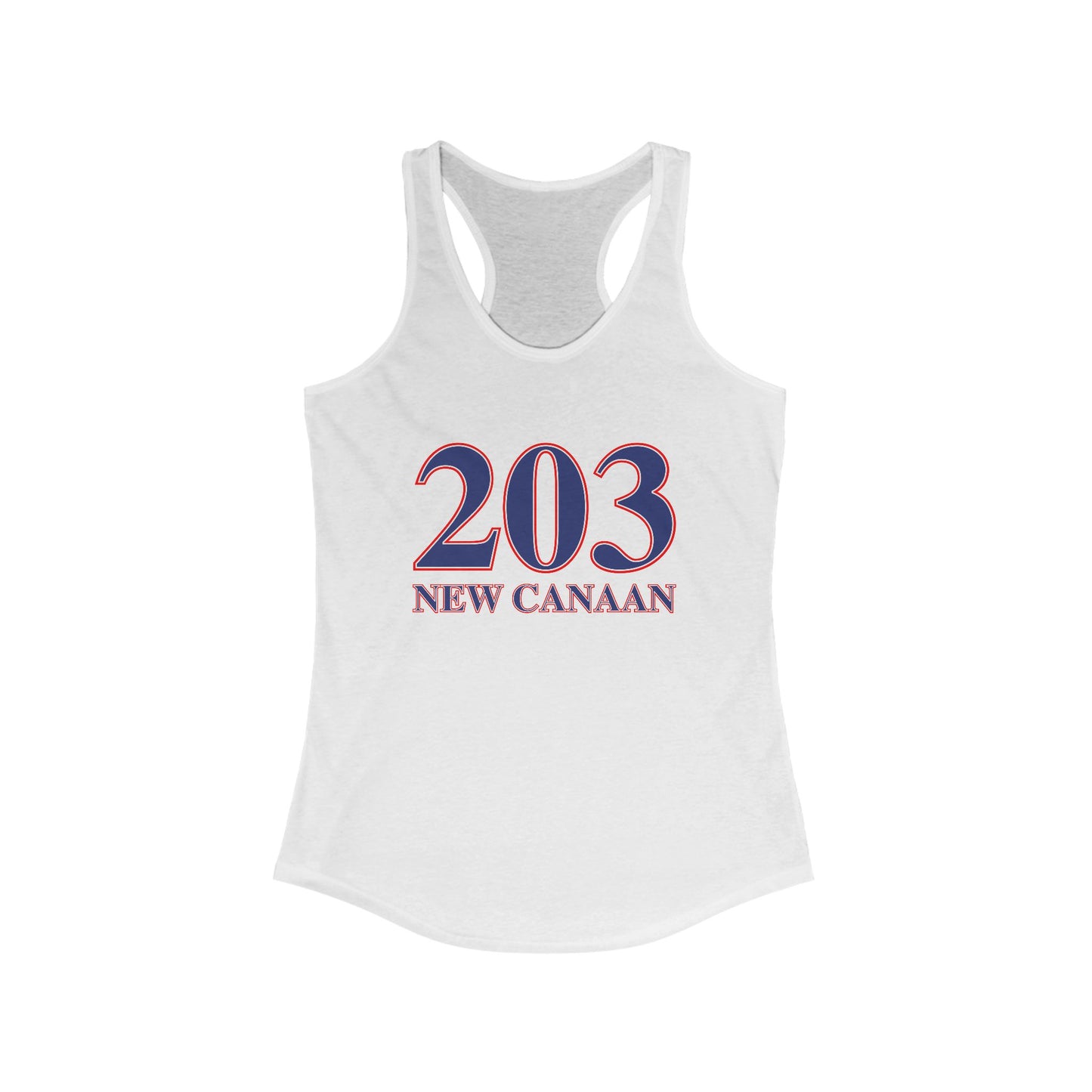 203 New Canaan Red White & Blue Women's Ideal Racerback Tank Top