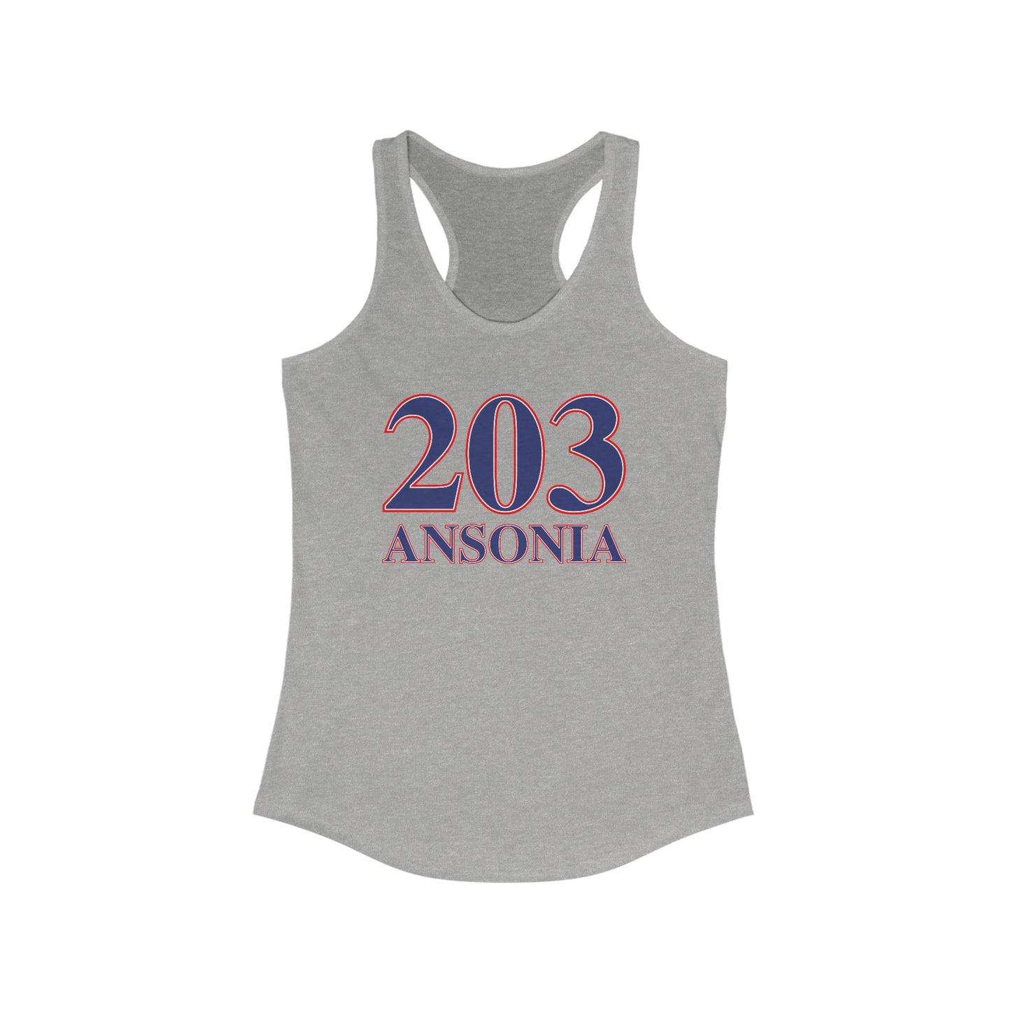 203 Ansonia Red White & Blue Women's Ideal Racerback Tank Top