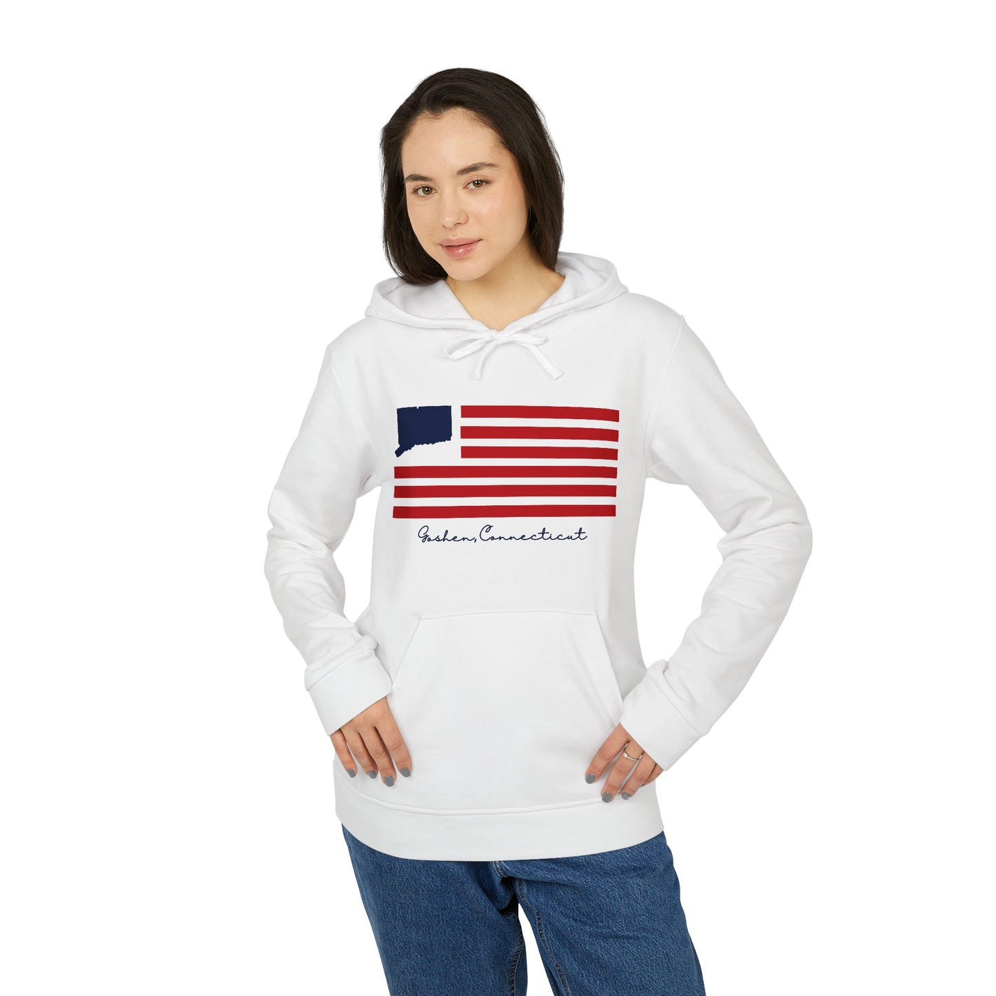 Goshen Connecticut Flag adidas Unisex Fleece Hoodie