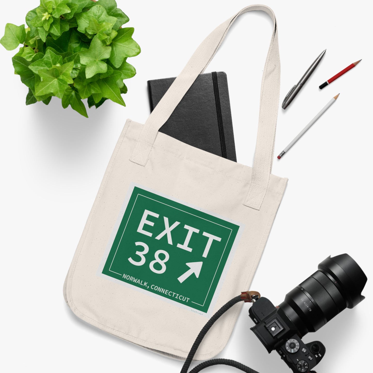 Vintage Exit 38 Merritt Parkway Sign Organic Canvas Tote Bag