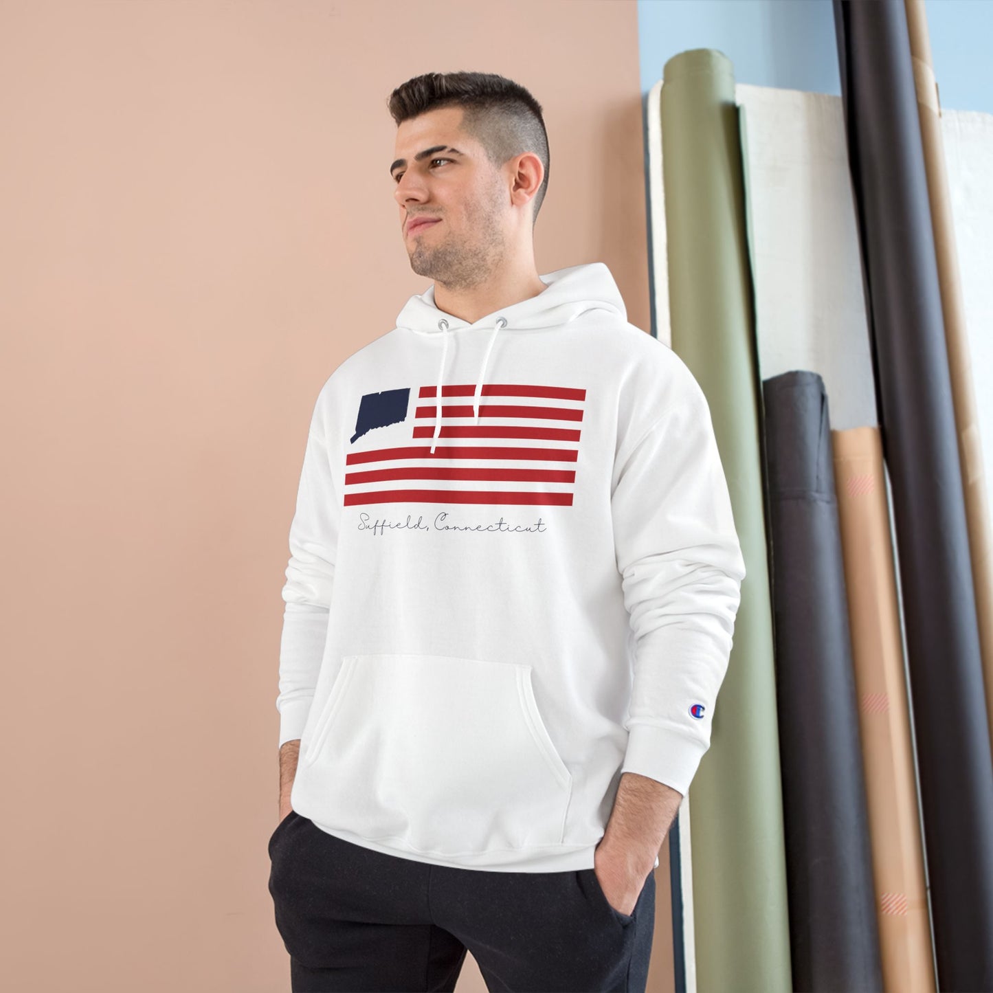 Suffield Connecticut Flag Champion Hoodie