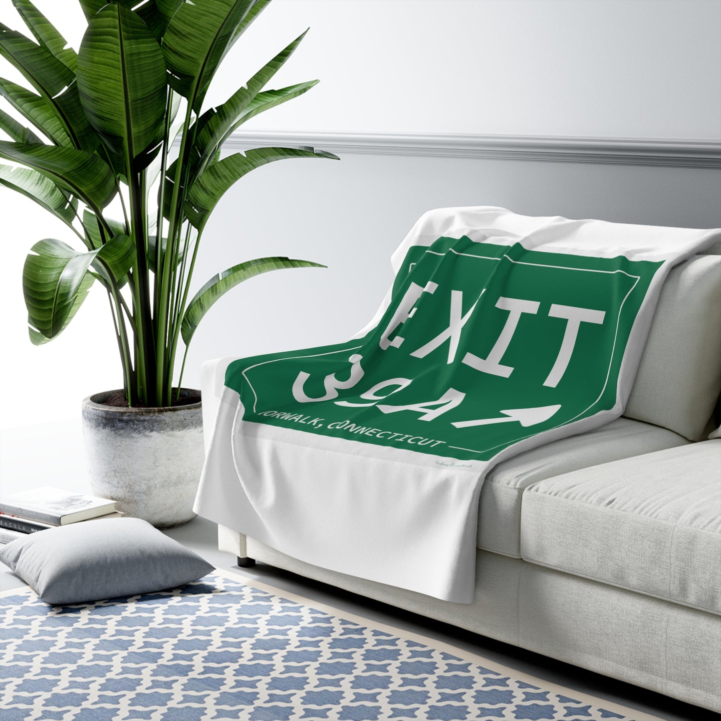 Vintage Exit 39A Merritt Parkway Sign Sherpa Fleece Blanket