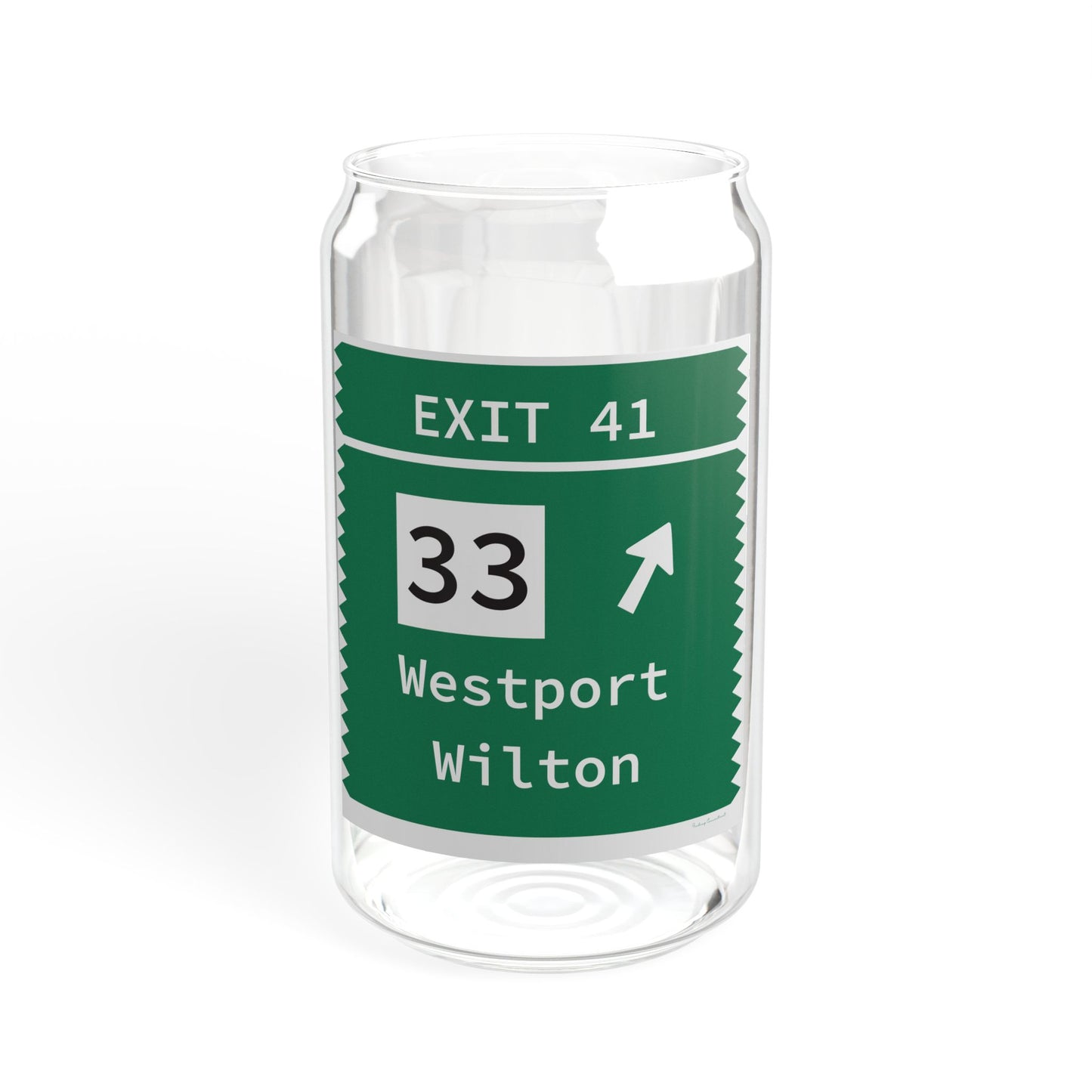 Vintage Merritt Parkway Exit 41 Sign Sipper Glass, 16oz