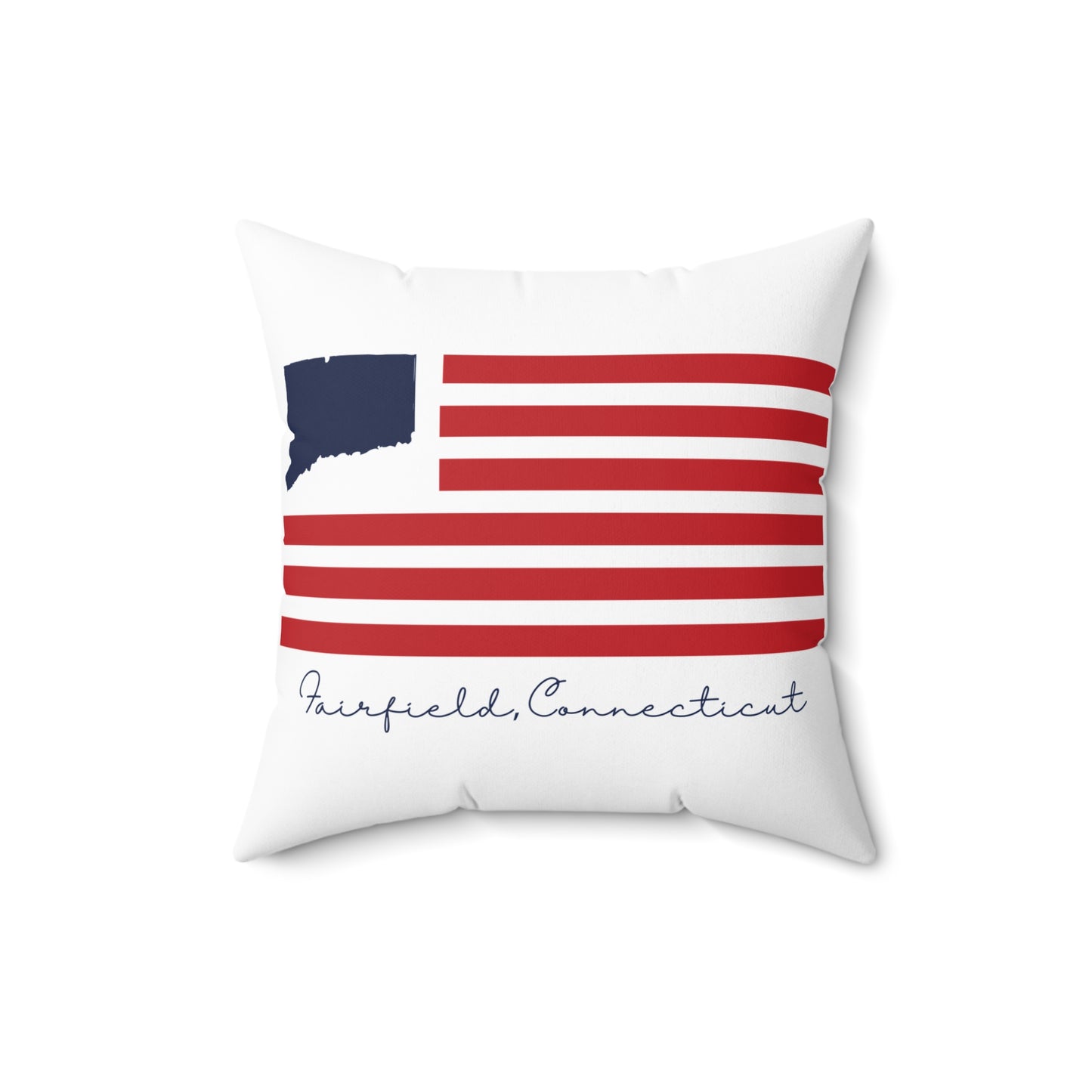 Fairfield Connecticut Flag Spun Polyester Square Pillow