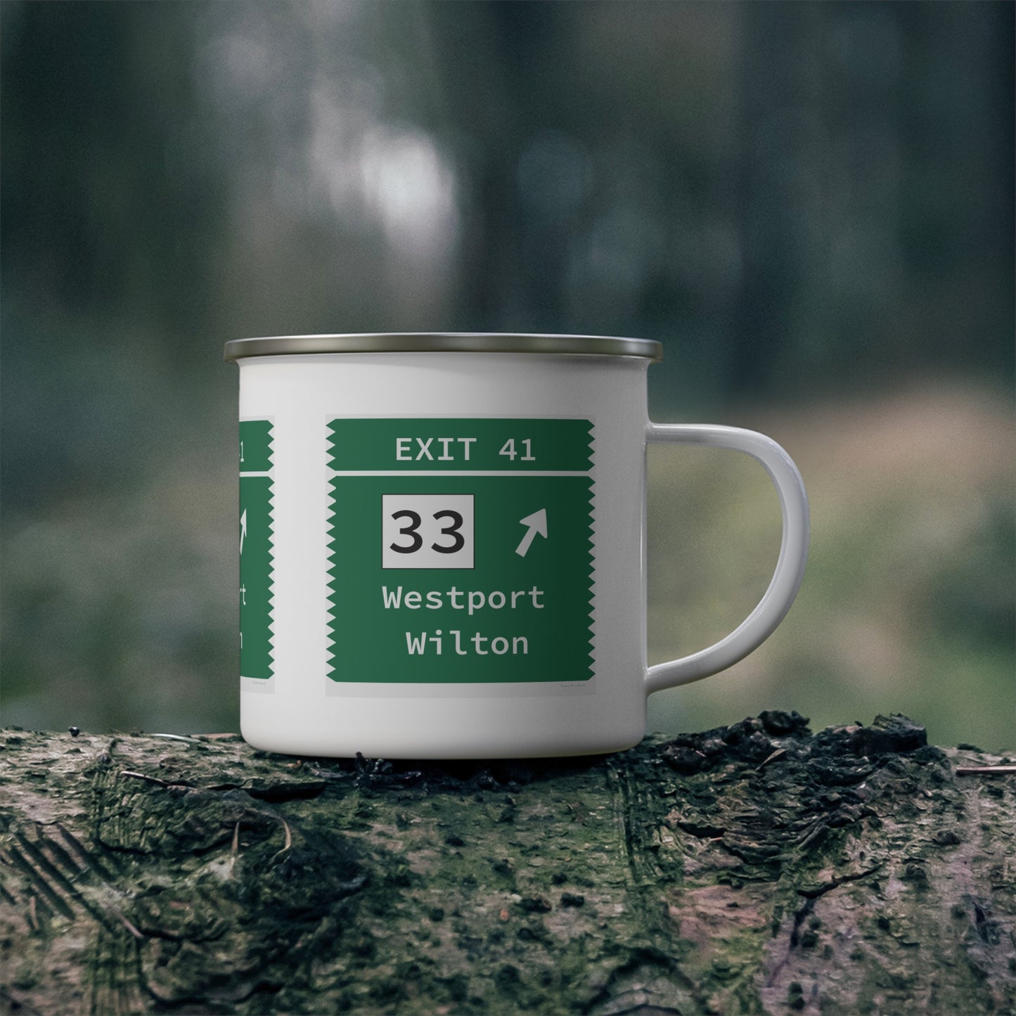 Vintage Merritt Parkway Exit 41 Sign Enamel Camping Mug