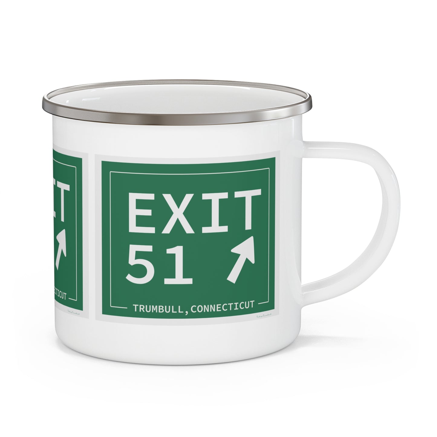 Vintage Exit 51 Merritt Parkway Sign Enamel Camping Mug