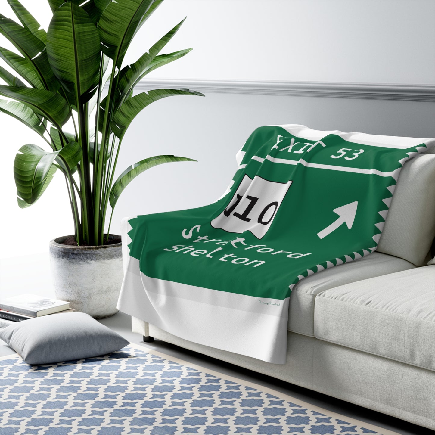 Vintage Merritt Parkway Exit 53 Sign Sherpa Fleece Blanket