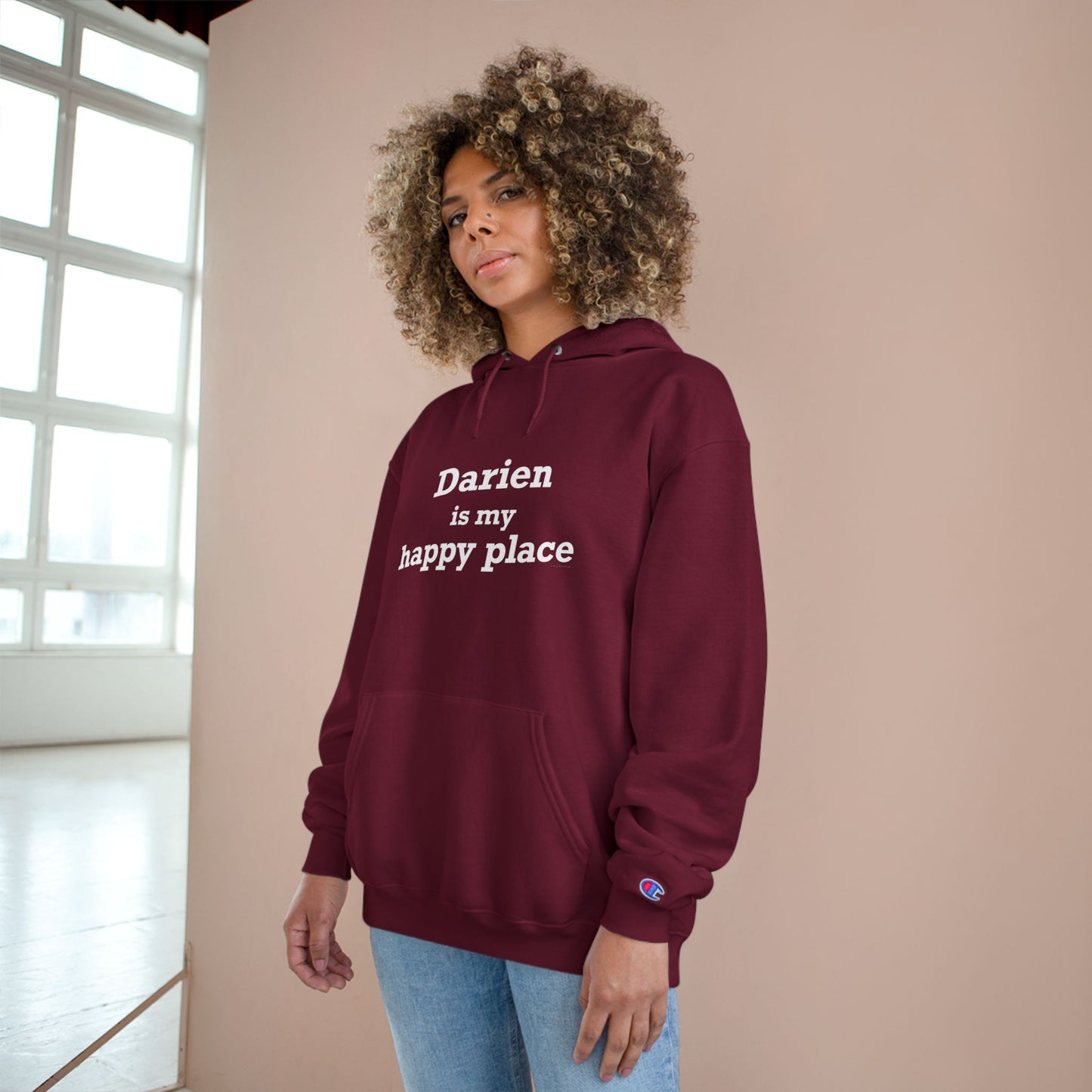 Darien Is My Happy Place Champion Hoodie