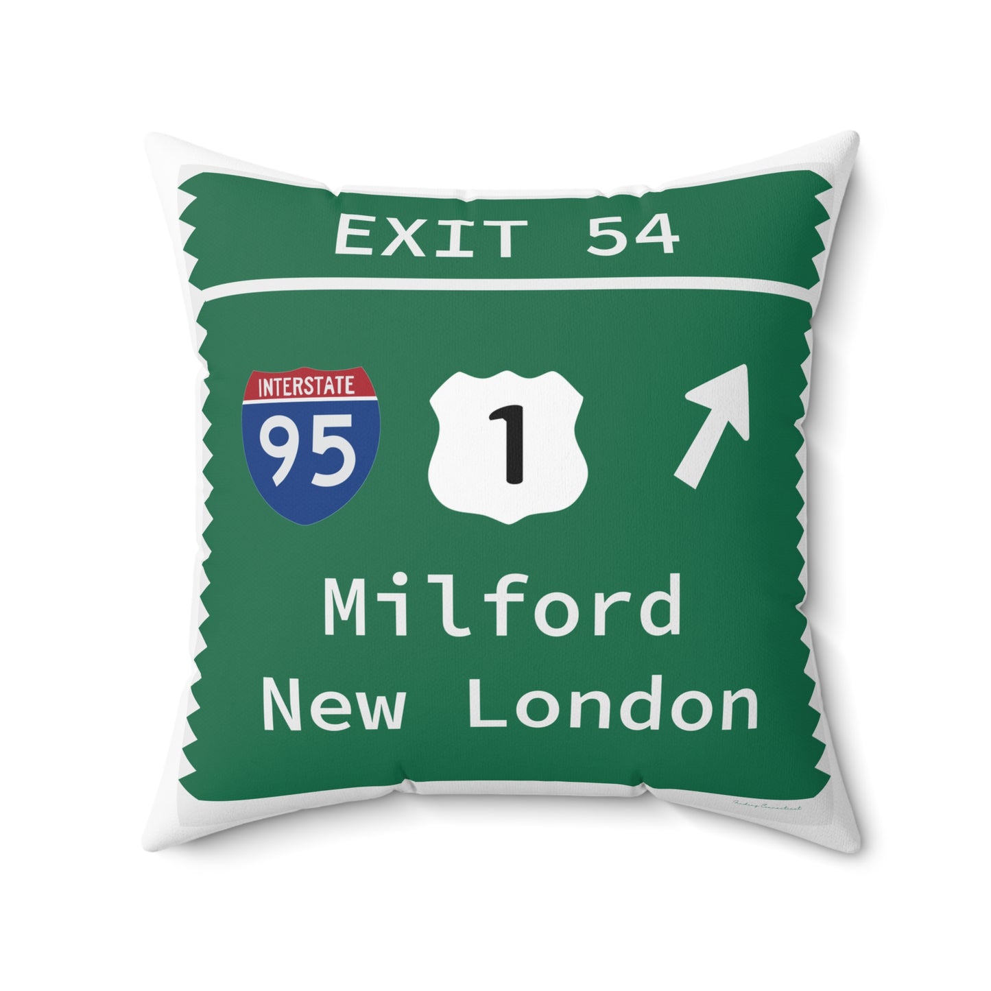 Vintage Merritt Parkway Exit 54 Sign Spun Polyester Square Pillow