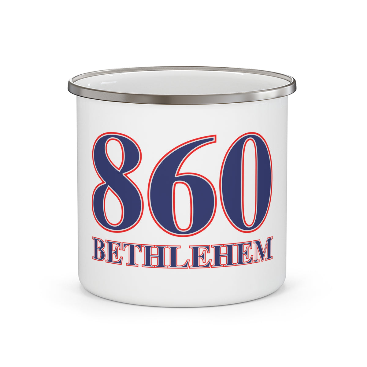 Bethlehem Red, White & Blue Enamel Camping Mug