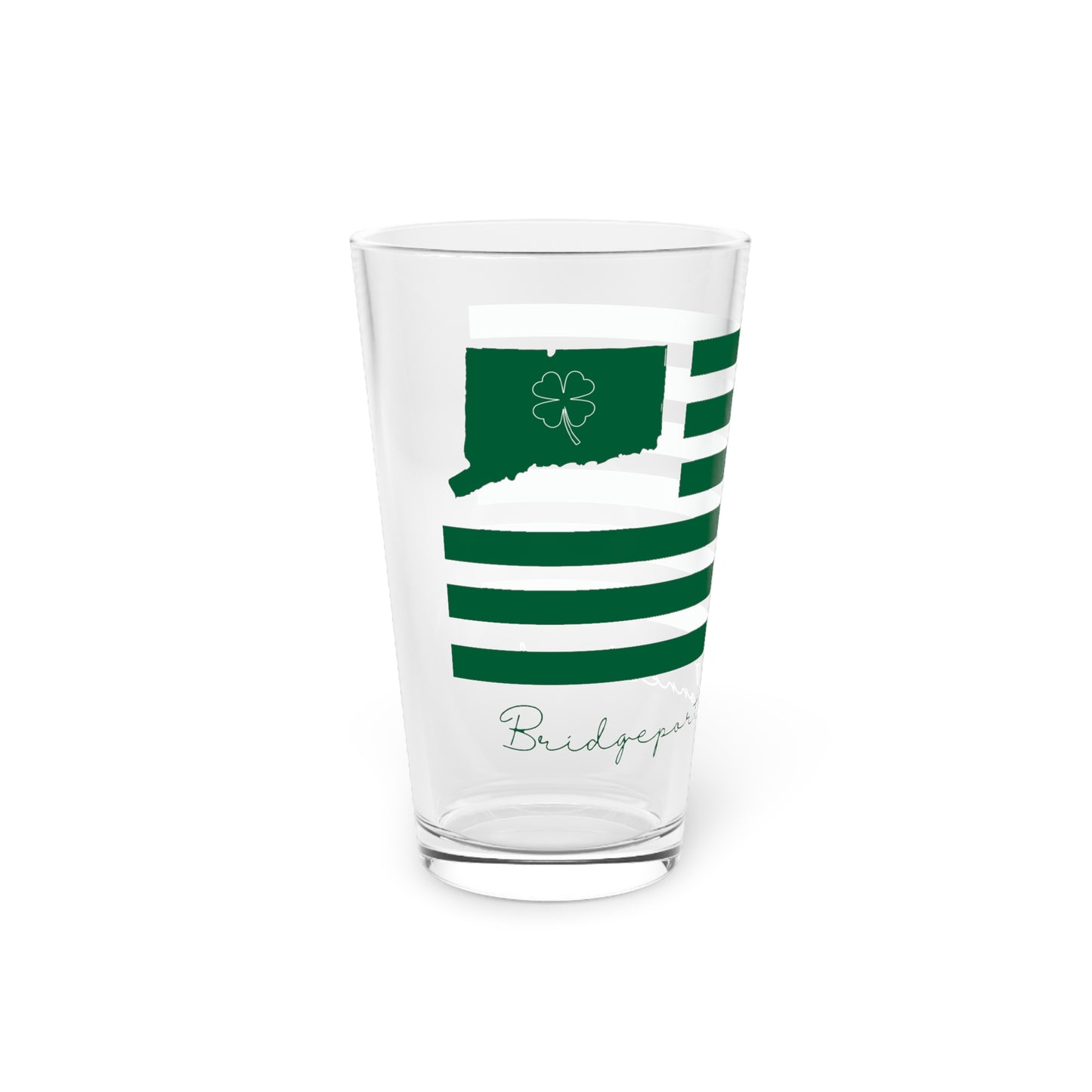 Bridgeport Connecticut St Patrick's Day Flag Pint Glass, 16oz
