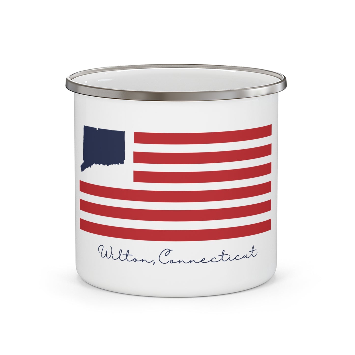 Wilton Connecticut Flag Enamel Camping Mug