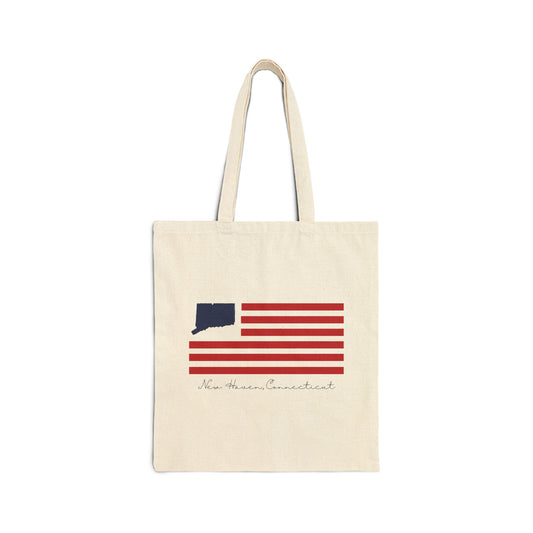 New Haven Connecticut Flag Cotton Canvas Tote Bag