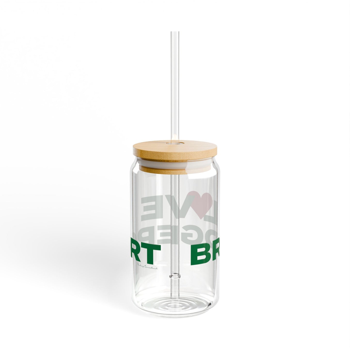 Love Bridgeport Glass Can with Straw and Lid, 16oz