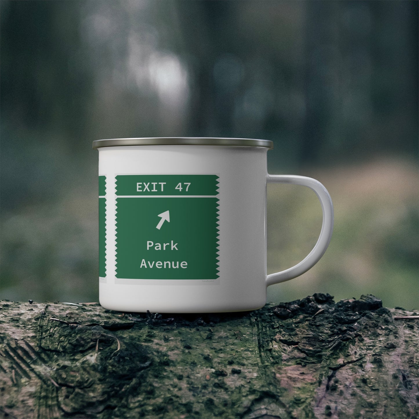 Vintage Merritt Parkway Exit 47 Sign Enamel Camping Mug