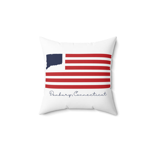 Danbury Connecticut Flag Spun Polyester Square Pillow