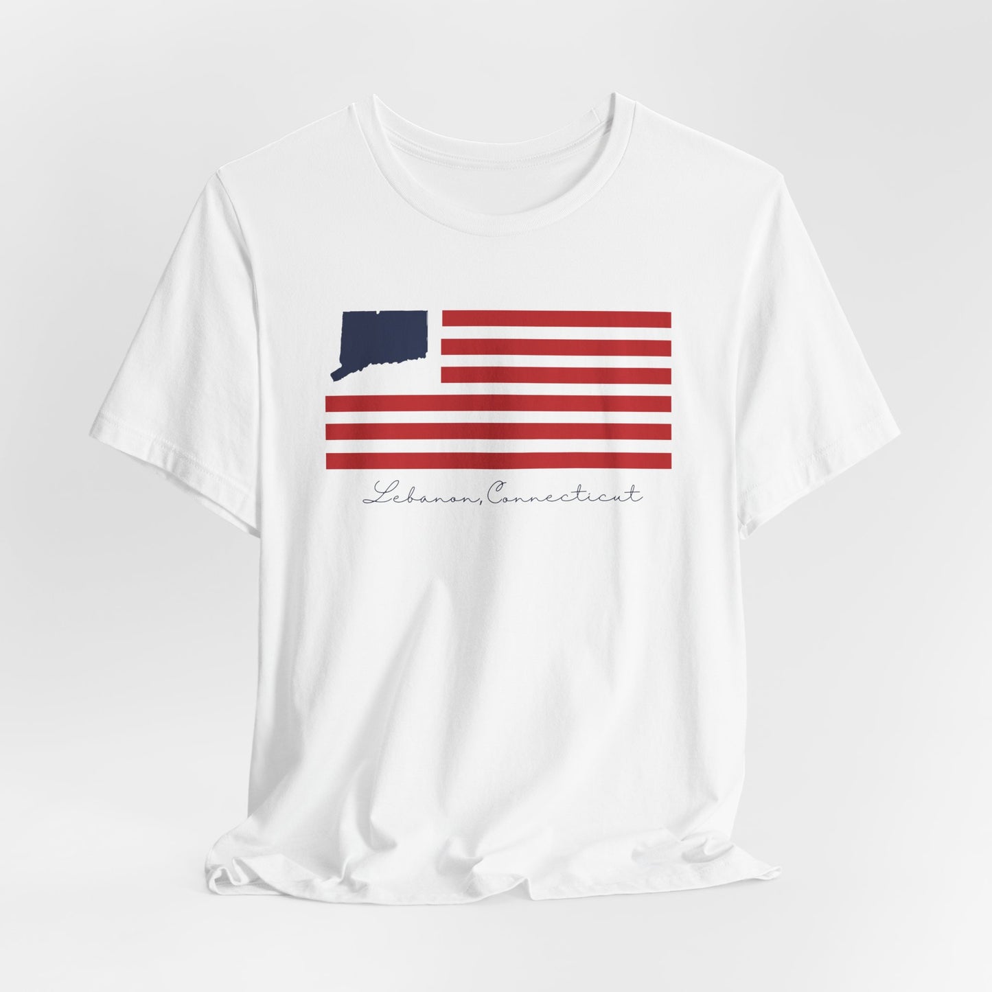 Lebanon Connecticut Flag Unisex Jersey Short Sleeve T-Shirt